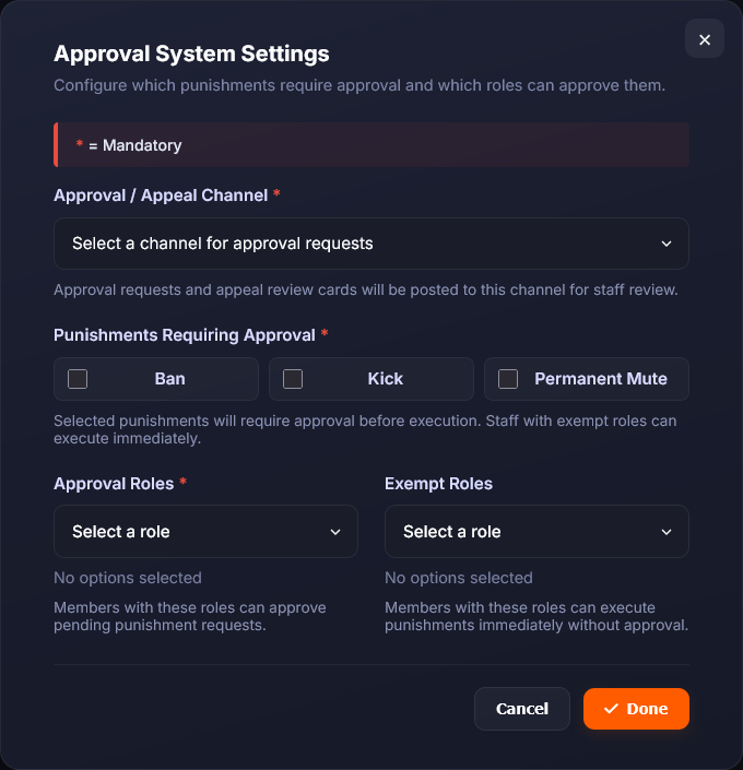 Approval System modal preview